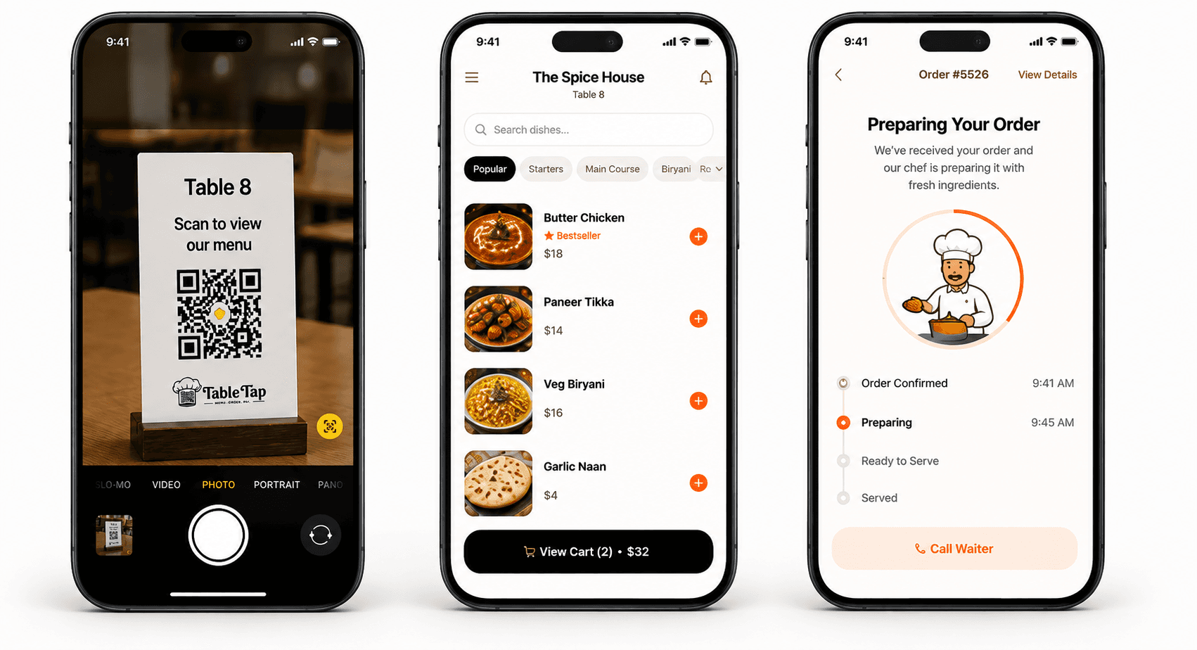 TrayTap QR Ordering Flow